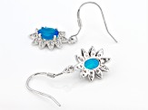 Paraiba Blue Color Opal Rhodium Over Sterling Silver Earrings 1.20ctw