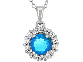 Paraiba Blue Color Opal Rhodium Over Sterling Silver Pendant With Chain 0.35ctw