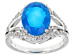 Paraiba Blue Color Opal Rhodium Over Sterling Silver 2.20ctw