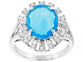 Paraiba Blue Color Opal Rhodium Over Sterling Silver Ring 2.60ctw