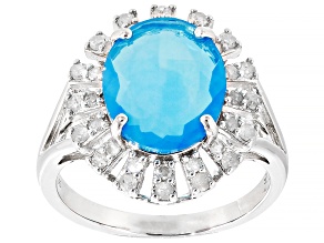 Paraiba Blue Color Opal Rhodium Over Sterling Silver Ring 1.85ctw