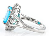 Paraiba Blue Color Opal Rhodium Over Sterling Silver Ring 1.85ctw