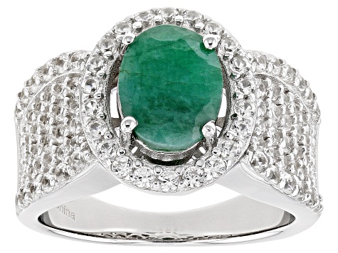 Green Emerald Rhodium Over Sterling Silver Ring 3.25ctw
