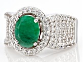 Green Emerald Rhodium Over Sterling Silver Ring 3.25ctw