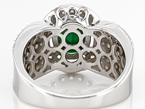 Green Emerald Rhodium Over Sterling Silver Ring 3.25ctw