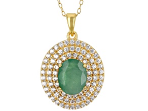 Green Emerald 18k Yellow Gold Over Sterling Silver Pendant With Chain 2.75ctw