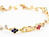 Round Multi-Stone 18K Yellow Gold Over Sterling Silver Bracelet 1.30ctw