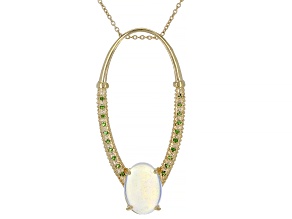 Multicolor Ethiopian Opal 18K Yellow Gold Over Sterling Silver Pendant With Chain 3.28ctw