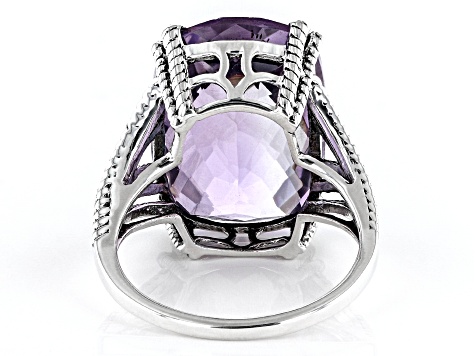 Lavender Amethyst Rhodium Over Sterling Silver Solitaire Ring 11.00ct