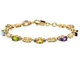 Oval Multi-Stone 18K Yellow Gold Over Sterling Silver Bracelet 2.81ctw