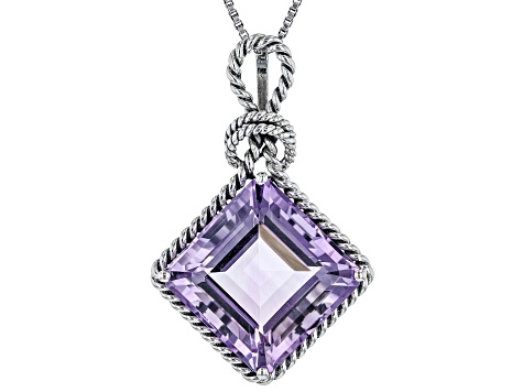 Purple Amethyst  Sterling Silver Solitaire Pendant With Chain 14.50ct