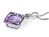 Purple Amethyst  Sterling Silver Solitaire Pendant With Chain 14.50ct