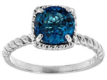 Picture of London Blue Topaz Rhodium Over Sterling Silver Solitaire Ring 2.00ct