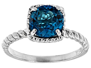 London Blue Topaz Rhodium Over Sterling Silver Solitaire Ring 2.00ct