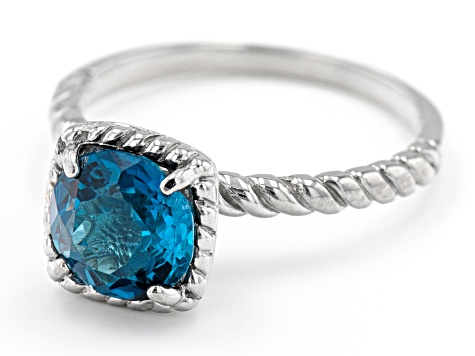 London Blue Topaz Rhodium Over Sterling Silver Solitaire Ring 2.00ct