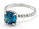 London Blue Topaz Rhodium Over Sterling Silver Solitaire Ring 2.00ct