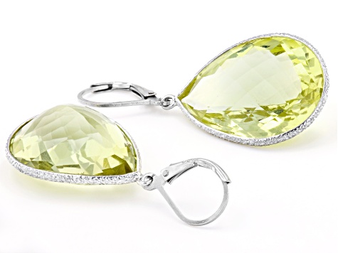 Yellow Lemon Quartz Rhodium Over Sterling Silver Earrings