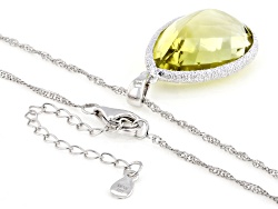 Yellow Lemon Quartz Rhodium Over Sterling Silver Pendant with Chain 22.52ct