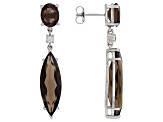 Brown Smoky Quartz Rhodium Over Sterling Silver Earrings 7.65ctw