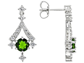 Green Chrome Diopside Rhodium Over Sterling Silver Dangle Earrings 2.92ctw
