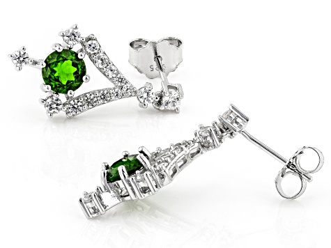 Green Chrome Diopside Rhodium Over Sterling Silver Dangle Earrings 2.92ctw