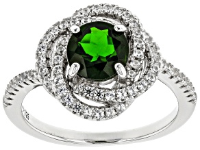 Green Chrome Diopside Rhodium Over Silver Ring 1.79ctw
