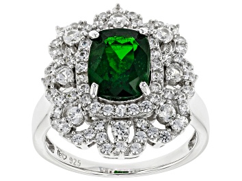 Picture of Green Chrome Diopside Rhodium Over Sterling Silver Ring 3.13ctw