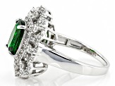Green Chrome Diopside Rhodium Over Sterling Silver Ring 3.13ctw