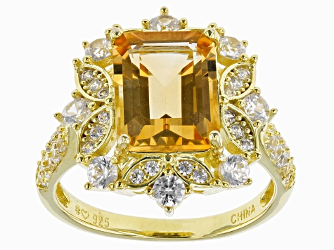 Yellow Citrine 18k Yellow Gold Over Sterling Silver Ring 3.96ctw ...