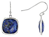 Blue Lapis Lazuli Rhodium Over Sterling Silver Earrings 13x13mm