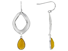 Yellow Onyx Rhodium Over Sterling Silver Dangle Earrings 12x8m