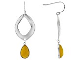 Yellow Onyx Rhodium Over Sterling Silver Dangle Earrings 12x8m