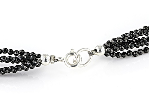 Black Spinel Sterling Silver 5-Strand Necklace