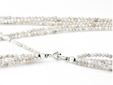 White Moonstone Sterling Silver 5-Strand Necklace