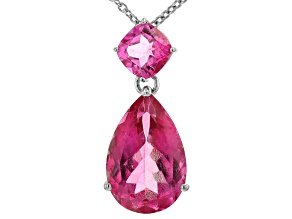 Pink Topaz Rhodium Over Sterling Silver Pendant With Chain 16.00ctw