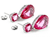 Pink Topaz Rhodium Over Sterling Silver Dangle Earrings 31.00ctw