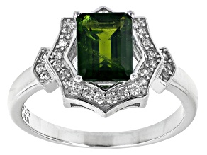 Green Russian Chrome Diopside Rhodium Over Sterling Silver Ring 1.76ctw