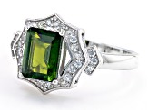 Green Chrome Diopside Rhodium Over Sterling Silver Ring 1.76ctw