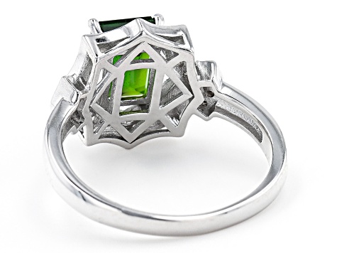 Green Chrome Diopside Rhodium Over Sterling Silver Ring 1.76ctw