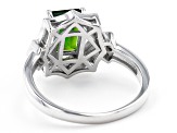 Green Chrome Diopside Rhodium Over Sterling Silver Ring 1.76ctw