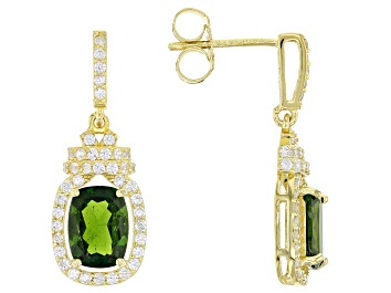 Picture of Green Chrome Diopside 18k Yellow Gold Over Sterling Silver Earrings 3.22ctw