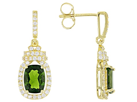 Green Chrome Diopside 18k Yellow Gold Over Sterling Silver Earrings 3.22ctw