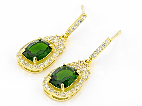 Green Chrome Diopside 18k Yellow Gold Over Sterling Silver Earrings 3.22ctw