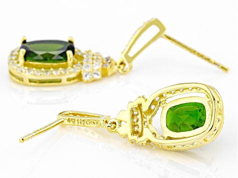 Green Chrome Diopside 18k Yellow Gold Over Sterling Silver Earrings 3.22ctw