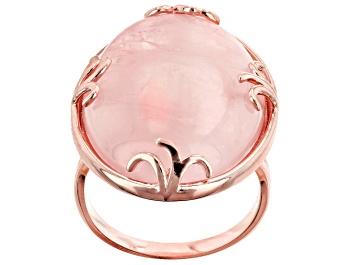 Picture of Pink Rose Quartz 18k Rose Gold Over Sterling Silver Ring 30x20mm