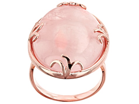 Pink Rose Quartz 18k Rose Gold Over Sterling Silver Ring 30x20mm