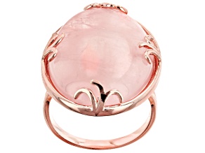 Pink Rose Quartz 18k Rose Gold Over Sterling Silver Ring 30x20mm