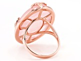 Pink Rose Quartz 18k Rose Gold Over Sterling Silver Ring 30x20mm