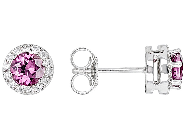 Blush Color Garnet With White Zircon Rhodium Over Sterling