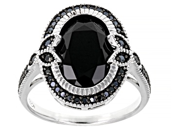 Picture of Black Spinel Rhodium Over Sterling Silver Ring 4.47ctw